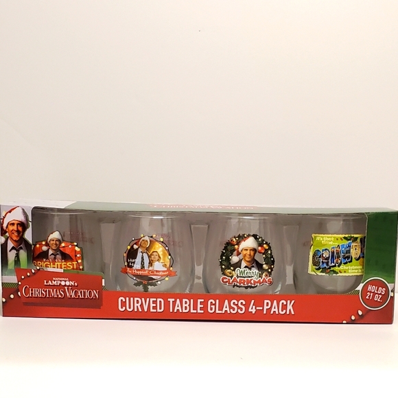 National Lampoon's Christmas Vacation Curved Table Glass 4-Pack Holds 21oz NEW - Picture 3 of 5